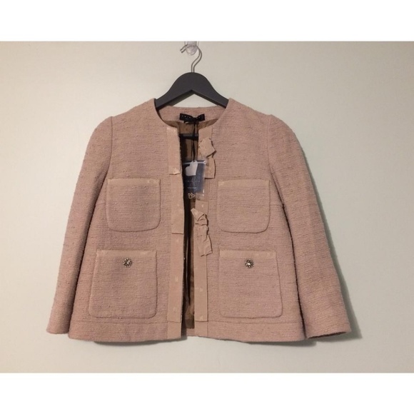 Twin Set Italy New Ribbon Embellished Tweed Jacket - Picture 3 of 7